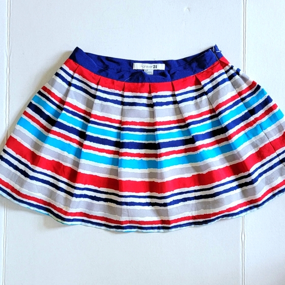 🏖Forever 21 S Colorful Striped PleatedSkirt - Picture 1 of 6